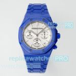 Swiss Clone APS Audemars Piguet Royal Oak 41mm Blue Stainless Steel Watch with White Dial 